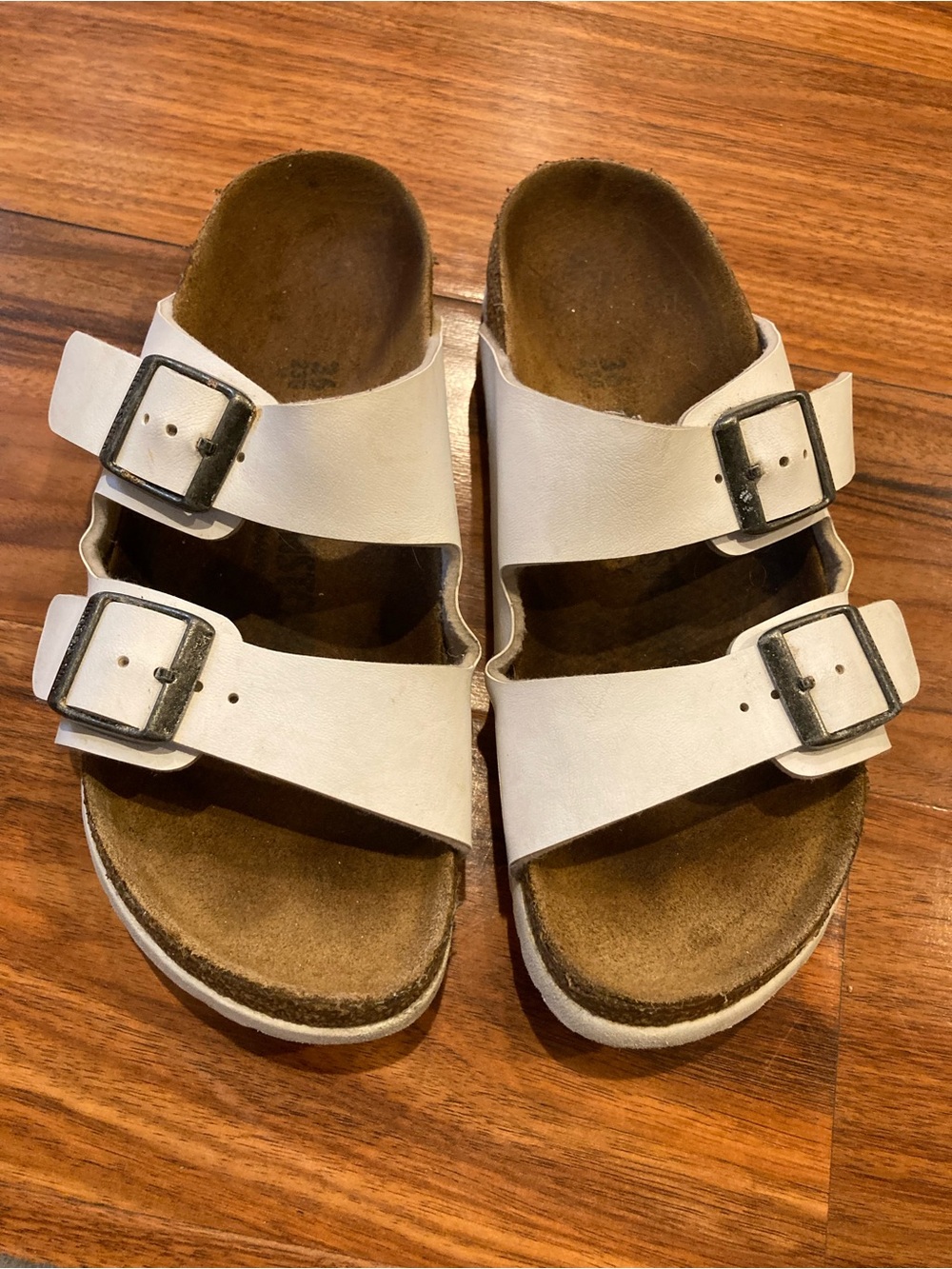 Birkenstock Sandals Womens 36/L5 Arizona Birko Flor White Slip On Comfort Slide